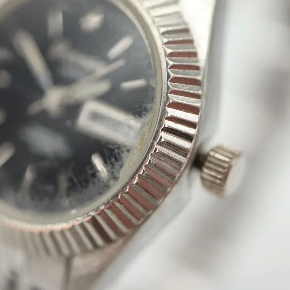 Parmex Women Watch 26mm Day Date Silver Tone Vintage Presidential w New Battery